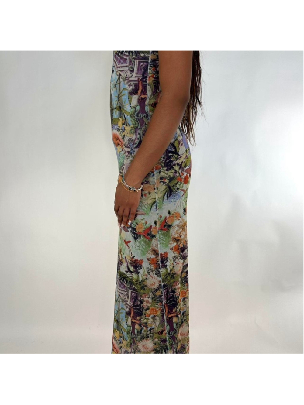 vintage JPG S/S 1999 tropical print mesh maxi dress - Picture 6 of 8